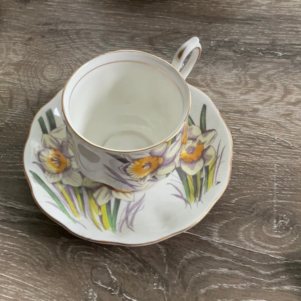 Royal Albert Footed Demitasse Flower of the Month “Daffodil” #3 Tea Cup & Saucer